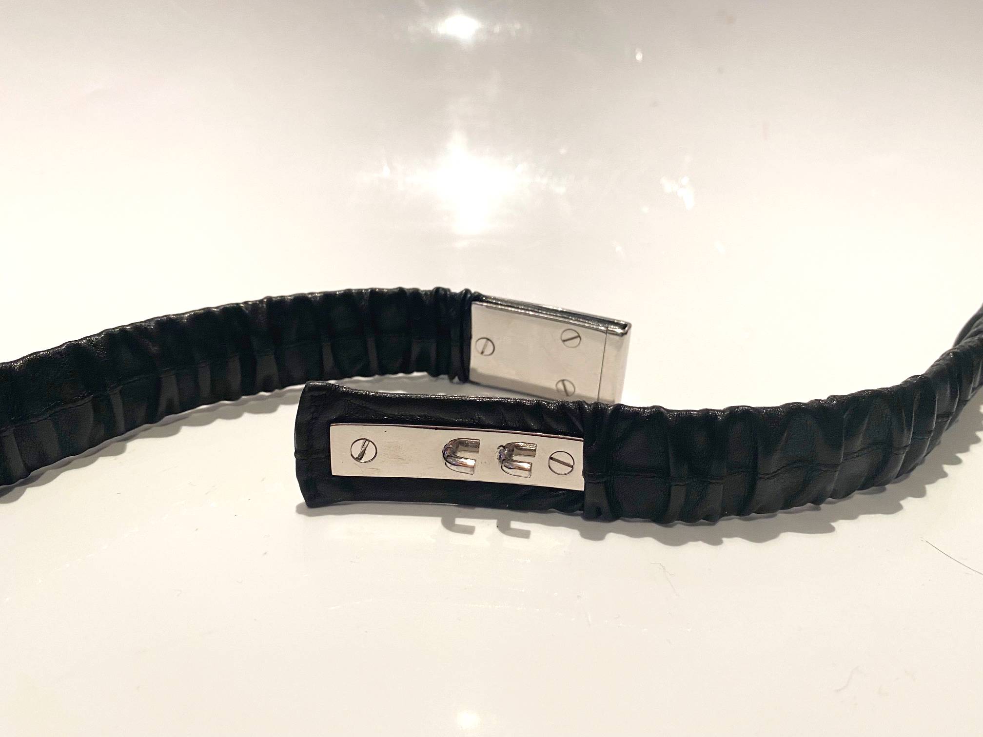 2000s Tom Ford for Gucci Elasticated Black Leather Belt - STYLE-CHNGR