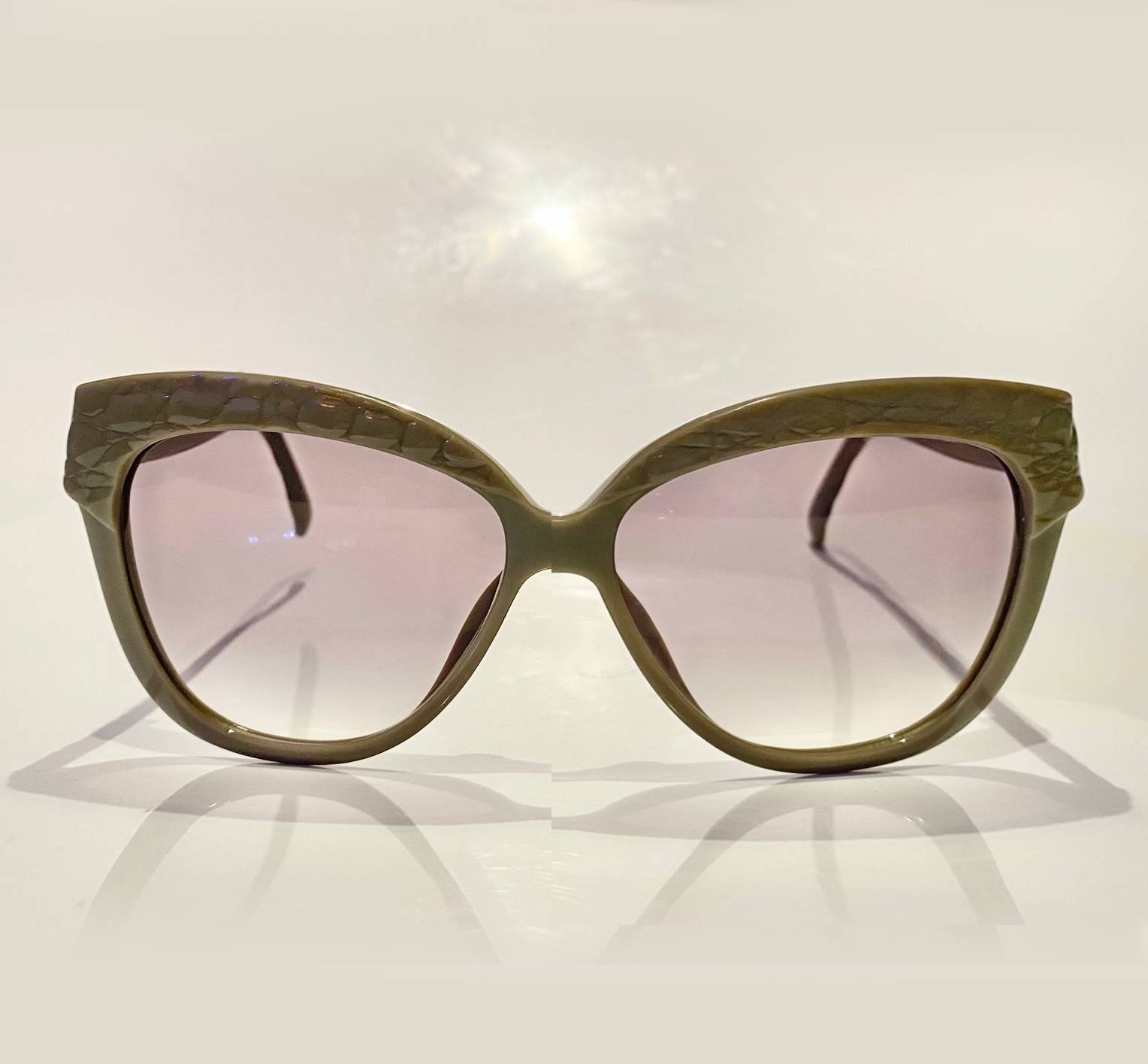 1990s Christian Dior Green Cannage Cat-Eye Sunglasses - STYLE - CHNGR