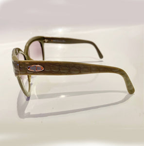 1990s Christian Dior Green Cannage Cat-Eye Sunglasses - STYLE-CHNGR