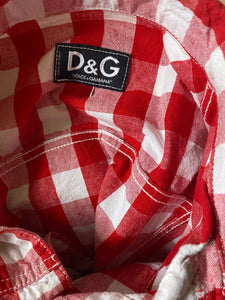 1990s Dolce & Gabbana Checkered Red & White Cropped Jacket - style - CHNGR