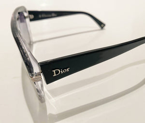 2000s Christian Dior Dark Blue Stripe Cat-Eye Sunglasses - style - CHNGR