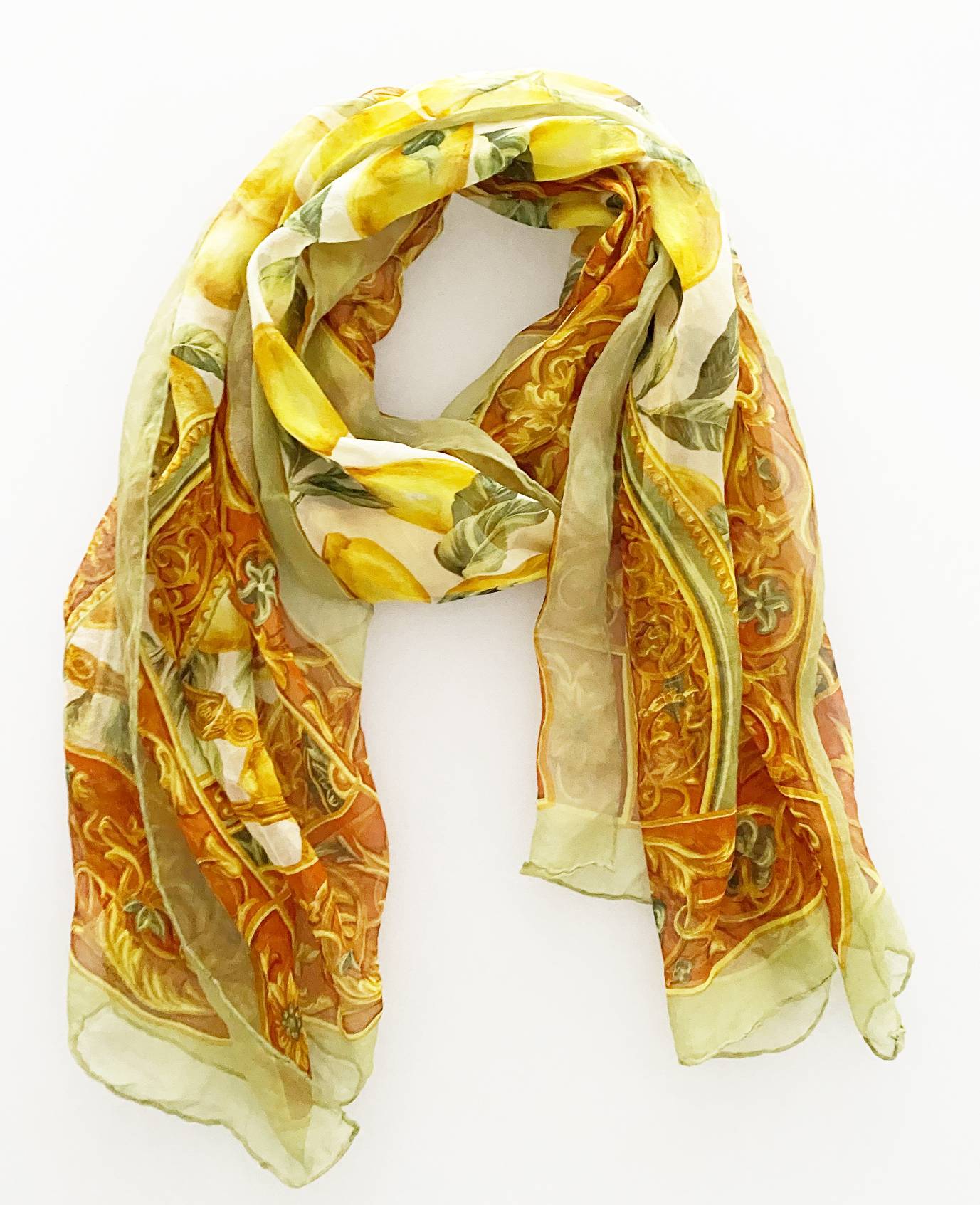 1990s Dolce & Gabbana Lemons Baroque Chiffon Scarf - style - CHNGR