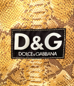 1990s D&G by Dolce Gabbana Brown Leather Snake Print Shopper Tote Bag - style - CHNGR