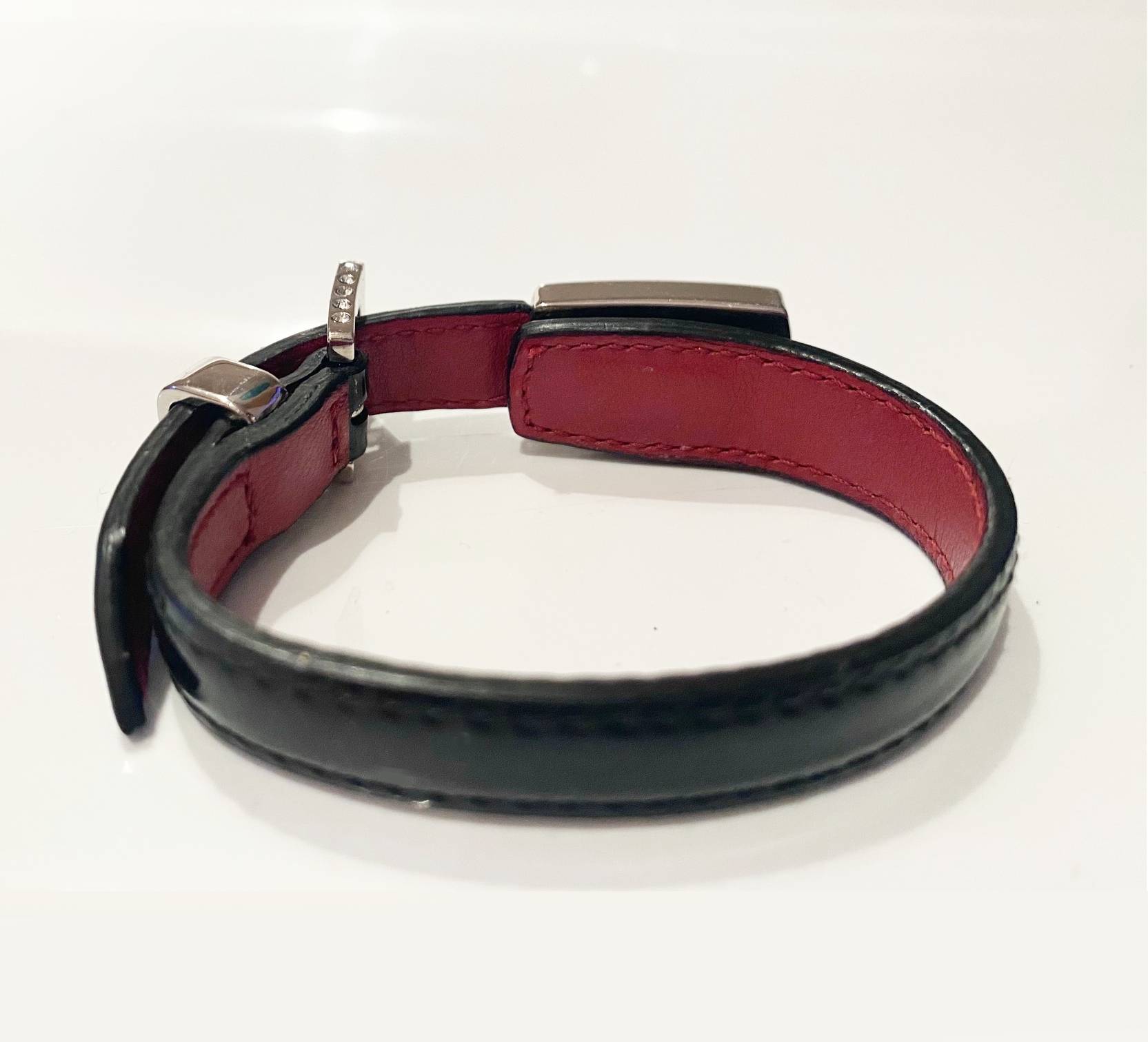 2000s miu miu Crystals Patent Leather Clutch Closure Silver Hardware Bracelet - STYLE - CHNGR