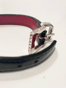 2000s miu miu Crystals Patent Leather Clutch Closure Silver Hardware Bracelet - STYLE - CHNGR