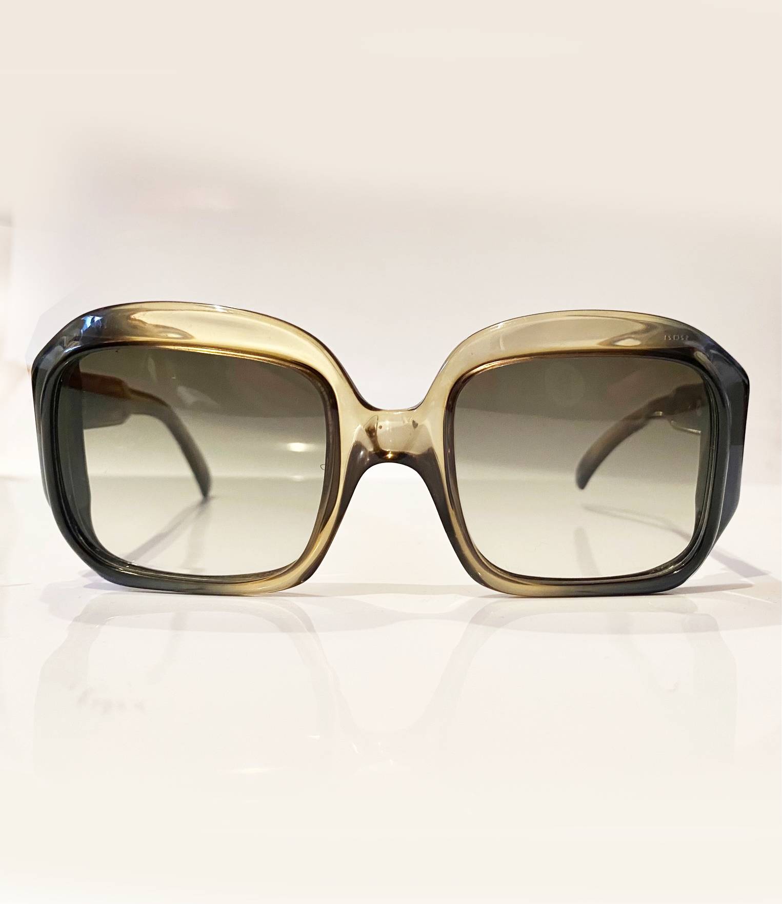 1970s Christian Dior Oversized Gradient Green Sunglasses - style - CHNGR