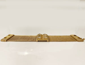 1980s Guy Laroche Gold Plated Mesh Crystal Bangle - style - CHNGR