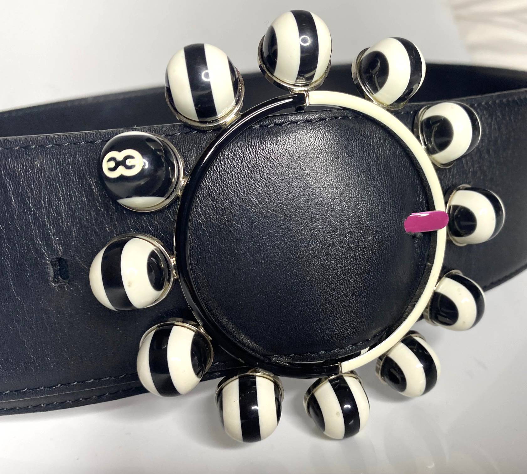 1980s Escada Novelty Snooker Balls Buckle Leather Belt - STYLE - CHNGR