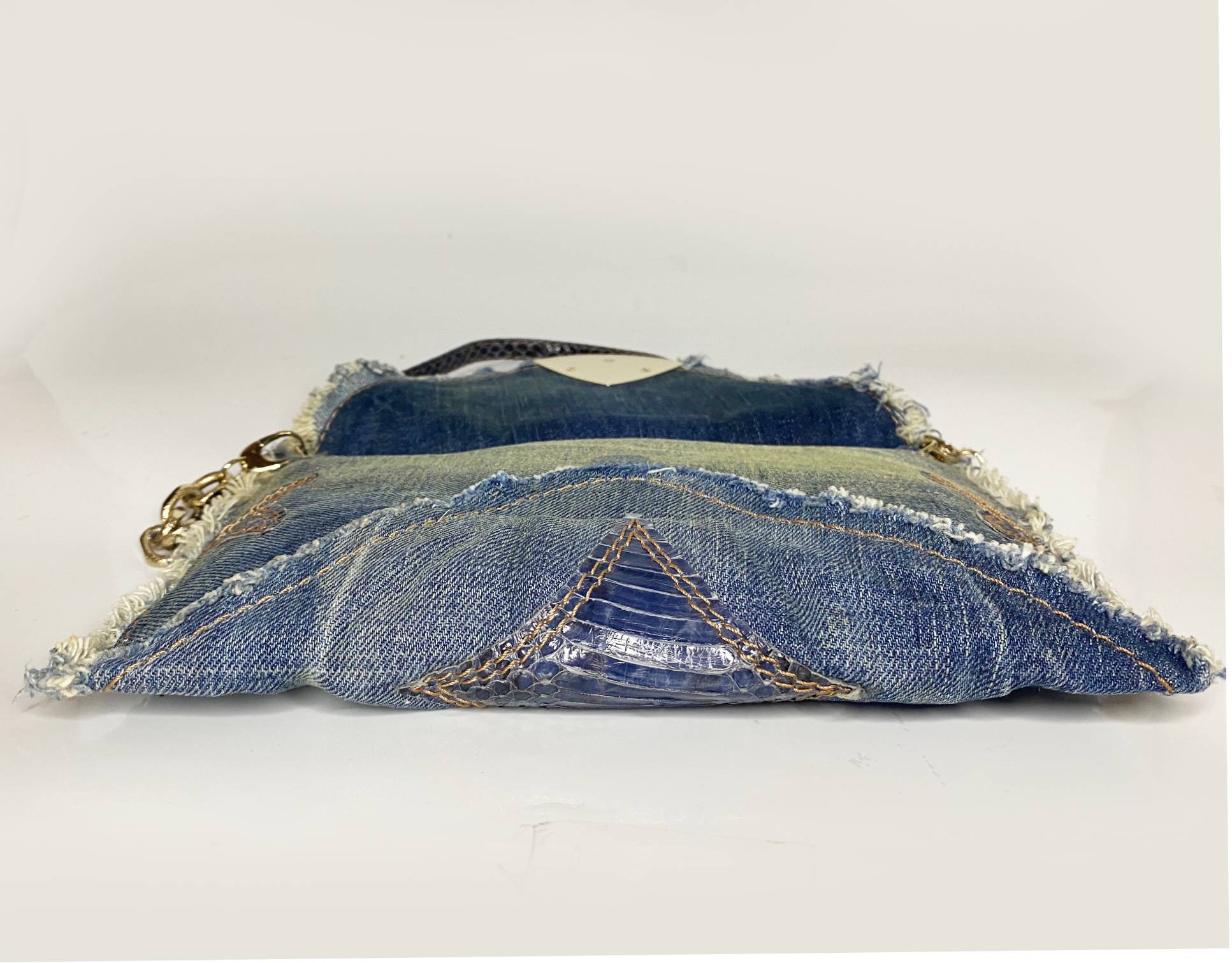 1990s Jimmy Choo Blue Denim & Leather Shoulder bag - style - CHNGR