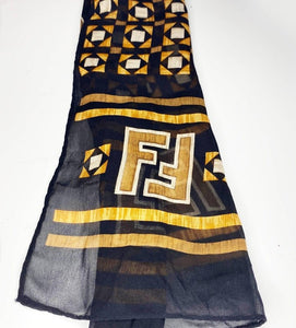 2000s Fendi FF Logo and Animal Figurine Chiffon Scarf - style - CHNGR