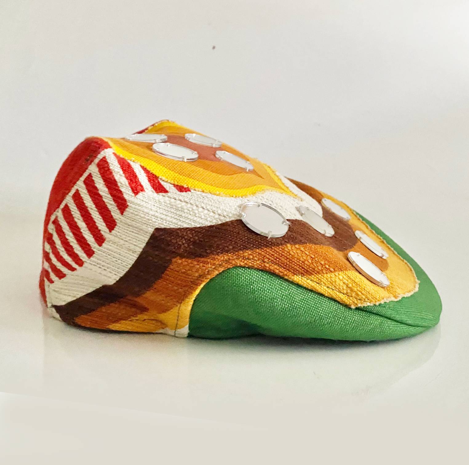 2000s miu miu Multicolor Linen Cotton Flat Cap with glass details - STYLE - CHNGR