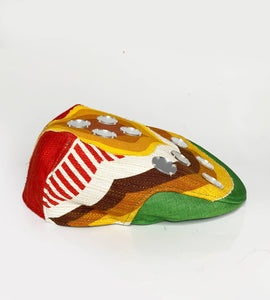 2000s miu miu Multicolor Linen Cotton Flat Cap with glass details - STYLE - CHNGR