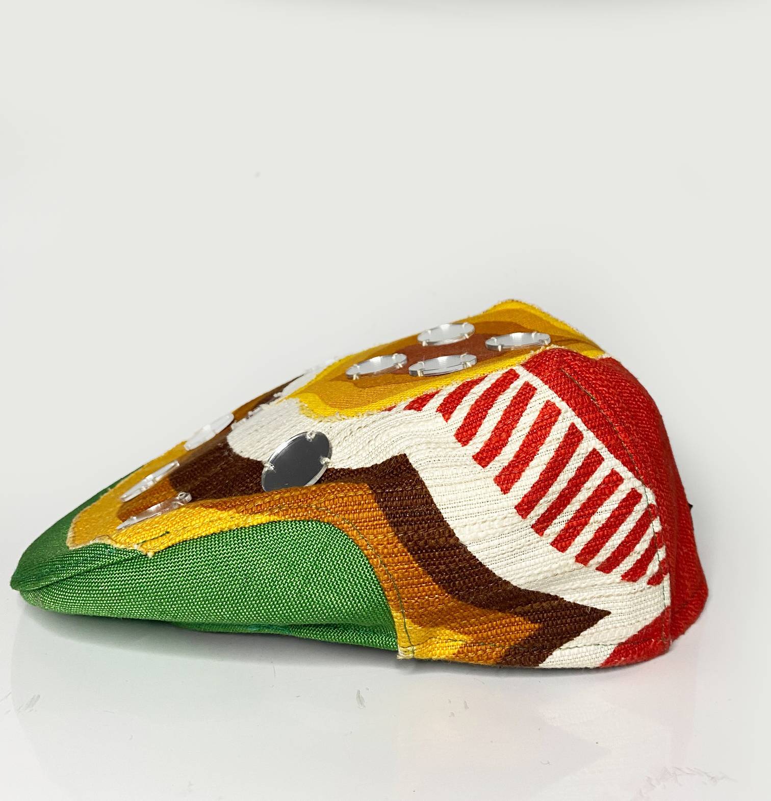 2000s miu miu Multicolor Linen Cotton Flat Cap with glass details - STYLE - CHNGR