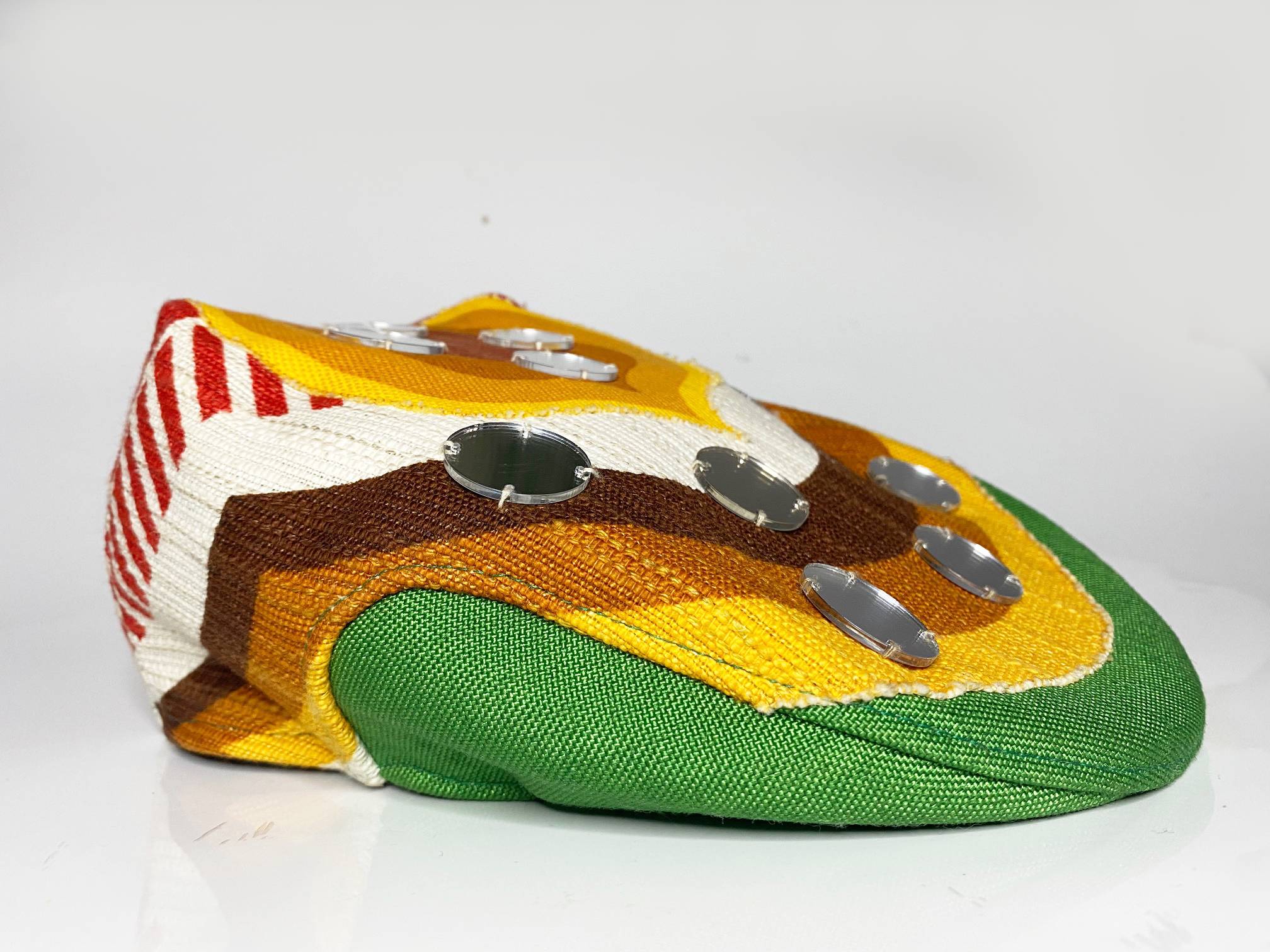 2000s miu miu Multicolor Linen Cotton Flat Cap with glass details - STYLE - CHNGR