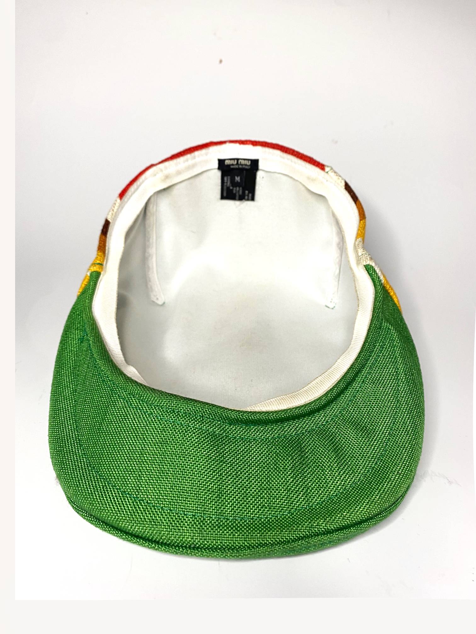 2000s miu miu Multicolor Linen Cotton Flat Cap with glass details - STYLE - CHNGR