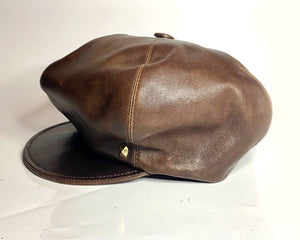 2000s Christian Dior Brown Leather newsboy flat cap hat - style - CHNGR