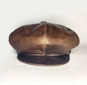 2000s Christian Dior Brown Leather newsboy flat cap hat - style - CHNGR