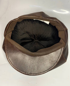 2000s Christian Dior Brown Leather newsboy flat cap hat - style - CHNGR