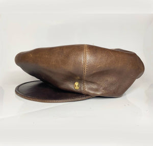 2000s Christian Dior Brown Leather newsboy flat cap hat - style - CHNGR