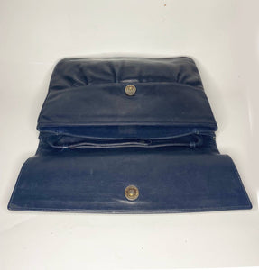 1980s Gucci Navy Blue Leather flap top bag - STYLE-CHNGR