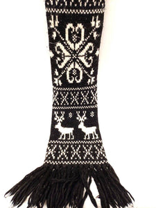 1990s Dolce Gabbana Black White Wool Reindeer Scarf - style - CHNGR