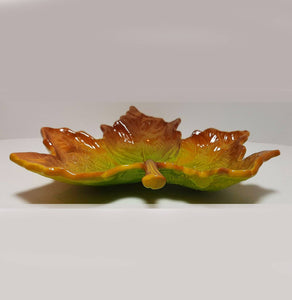 1980s Christian Dior Ceramic Green Leaf Decorative Bowl - STYLE - CHNGR