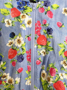 Moschino Fruit Print Blue Bomber Jacket - STYLE - CHNGR