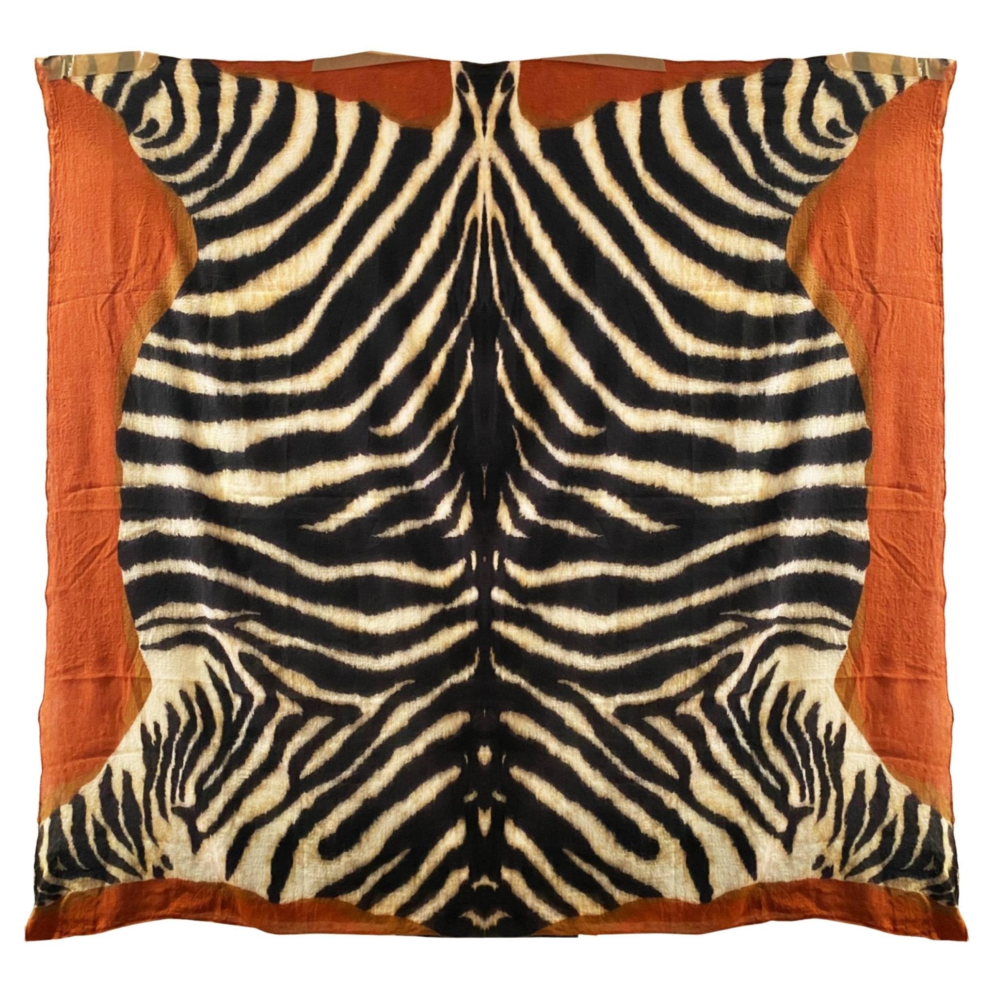 1990s Dolce & Gabbana Large Zebra Print Brown Wool Shawl Scarf - style - CHNGR