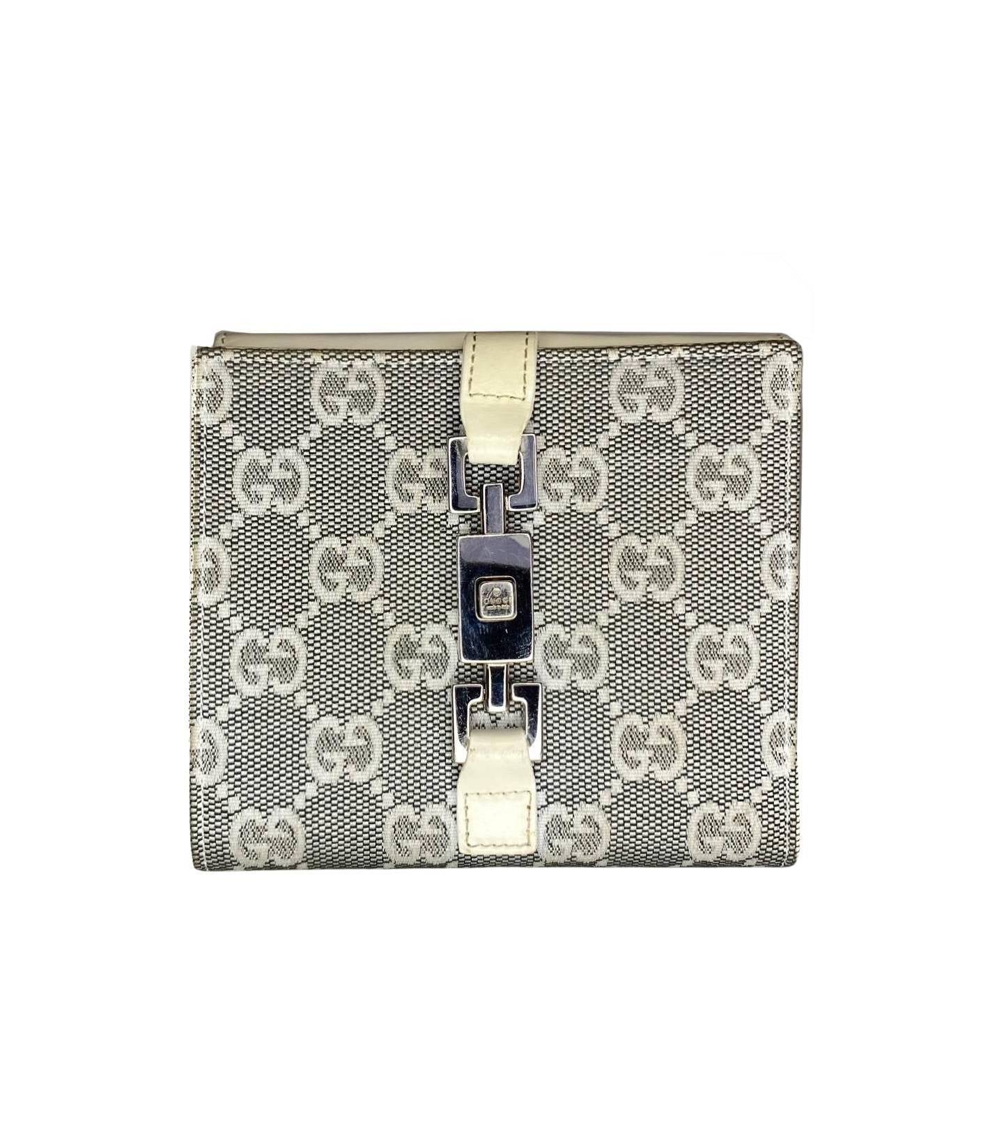 Gucci Jackie 1961 Wallet Grey Monogram Canvas Leather Wallet - style - CHNGR