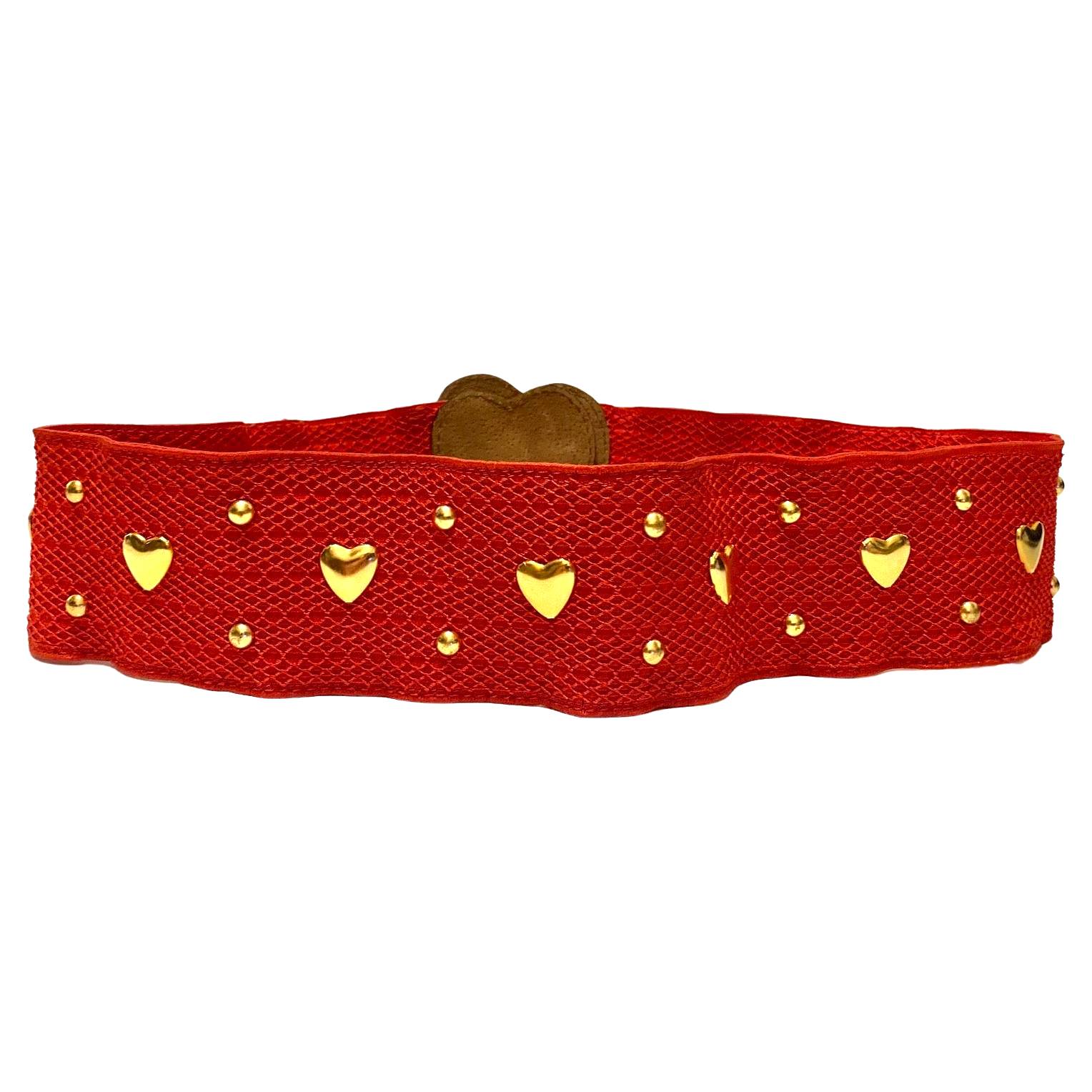 1980s Yves Saint Laurent Elasticated high Waist Belt with Heart Shaped Buckle - STYLE - CHNGR