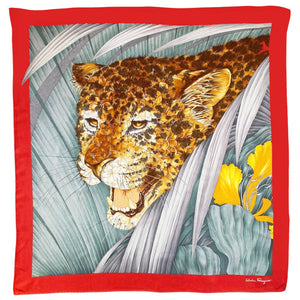 1980s Salvatore Ferragamo Leopard Silk Scarf - style - CHNGR