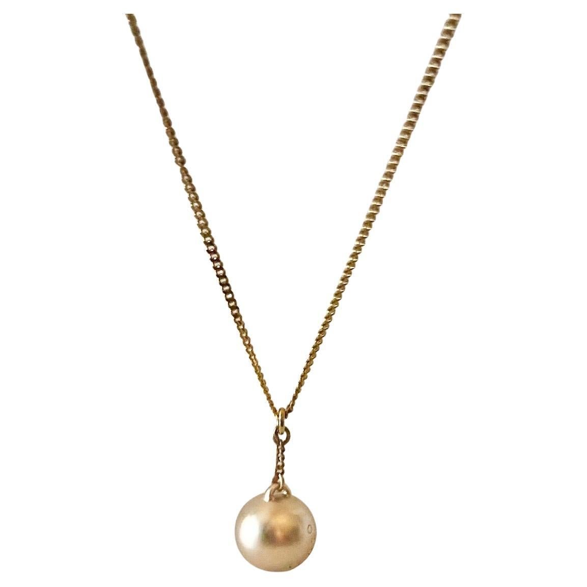 1990s KENZO Brushed Bronze Logo Ball Pendant on Chain Necklace - STYLE - CHNGR