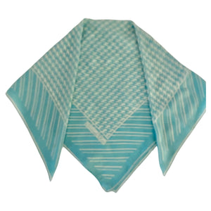 1980s Christian Dior Houndstooth Teal Turquoise Silk Scarf - style - CHNGR
